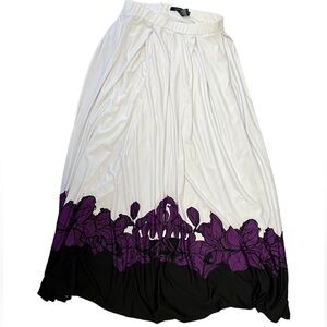 Ashley Stewart White and Purple Floral Skirt